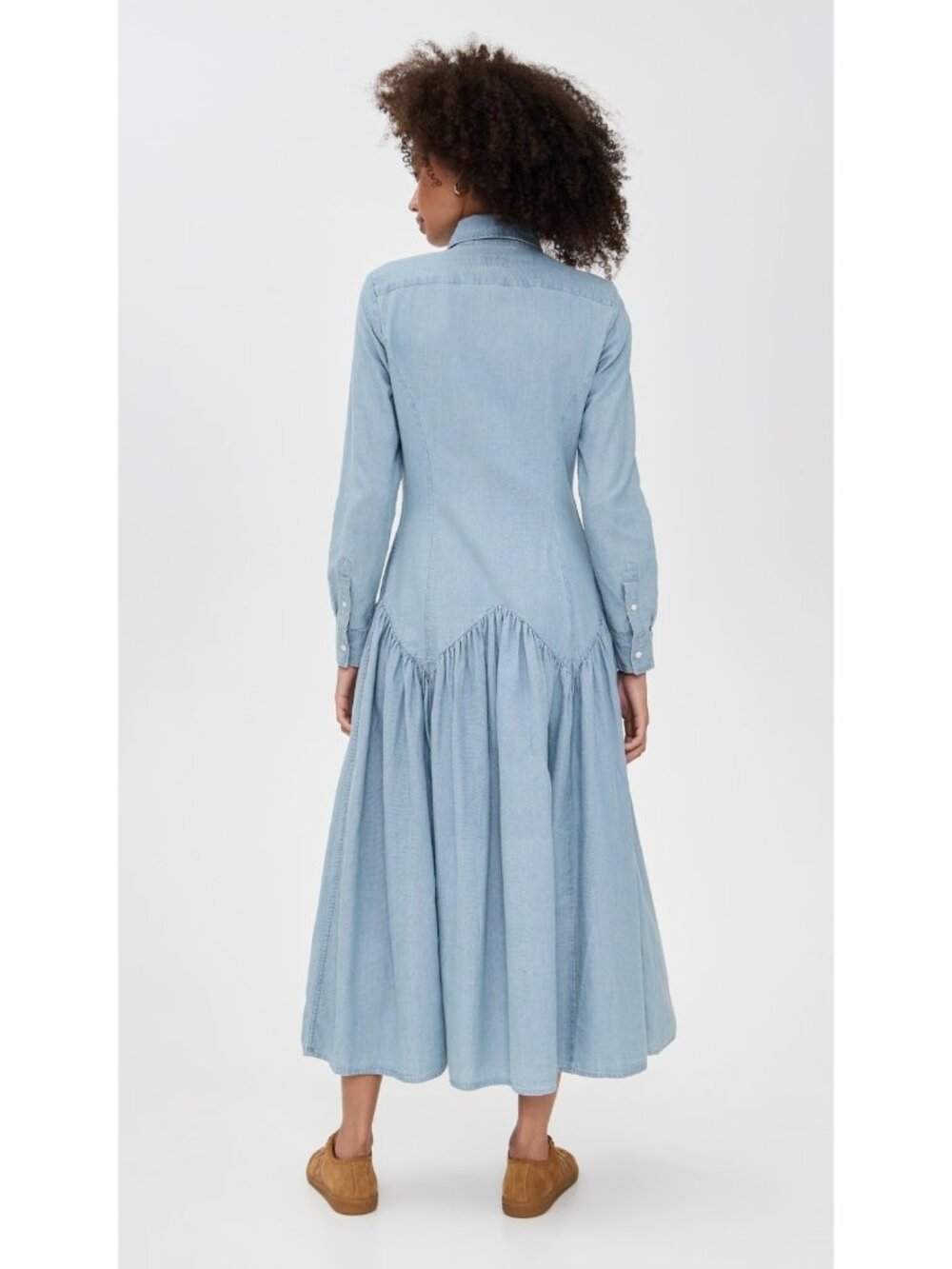 NWT Polo Ralph Lauren Cotton-Linen Chambray Midi in Pacific Blue Shirt Dress 4 - Picture 4 of 14